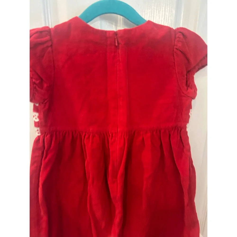 Hanna Andersson Corduroy Dress Red Ruffle Eyelet Polka Dot Holiday Party 110